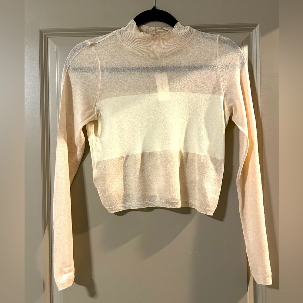 Anthropologie Sheer Cream Longsleeve Top